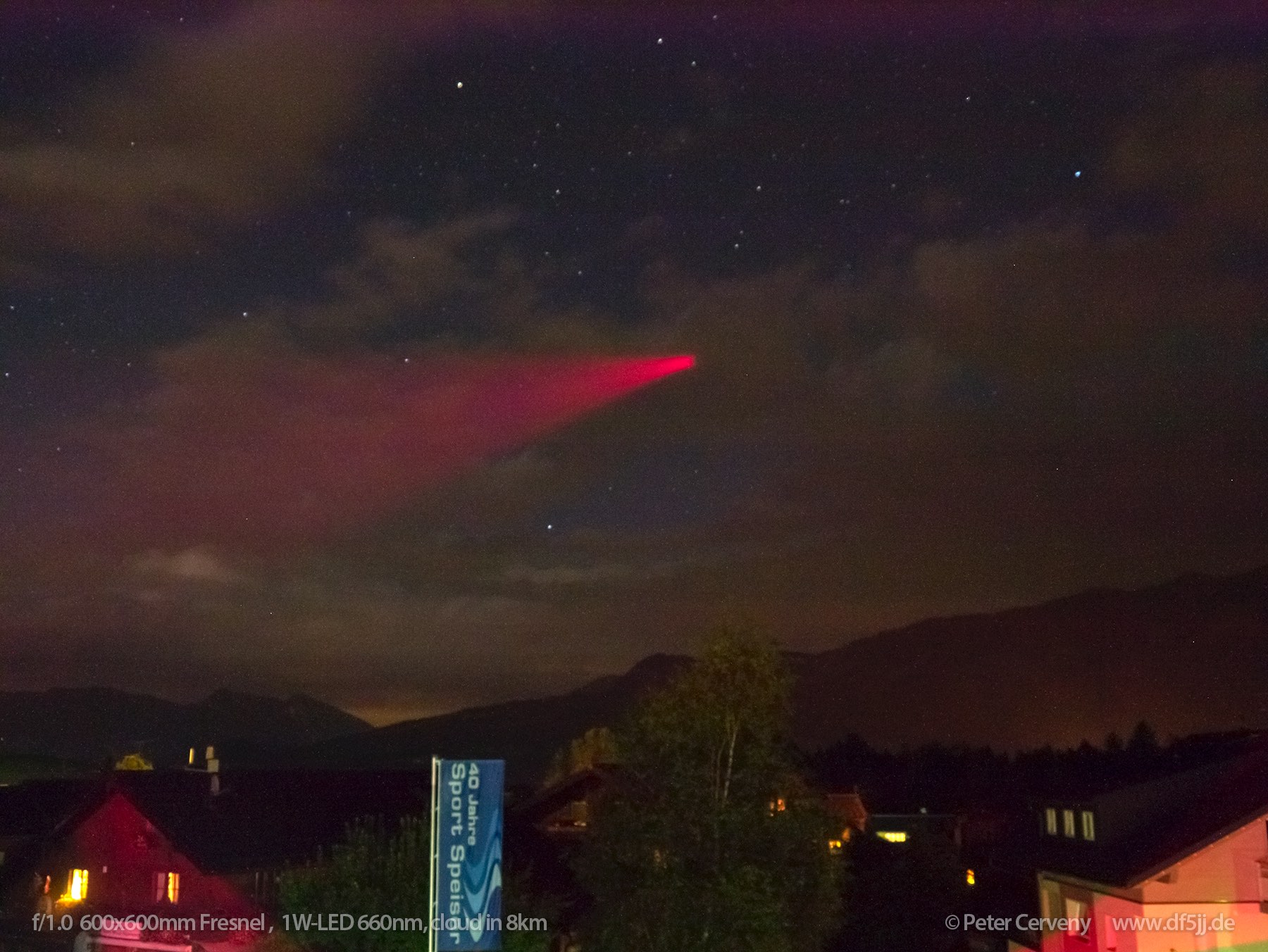 Laser Cloud scatter test with LED-TX-head 1W